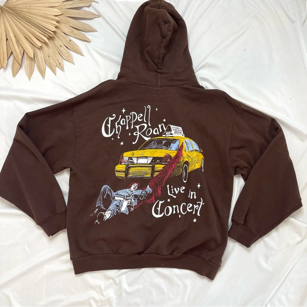 Chappell Roan The Subway Live in Concert Taxi Cab Chocolate Brown Hoodie Large